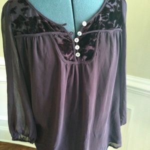 Black rain burgundy/purple burnt velvet blouse